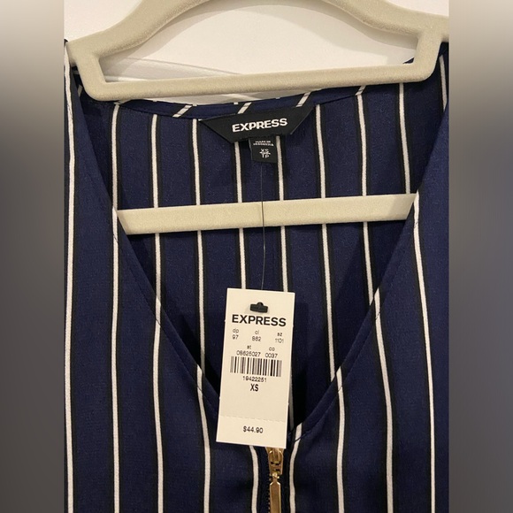 Women’s Express Striped Satin Top with Zipper size XS - Picture 3 of 3